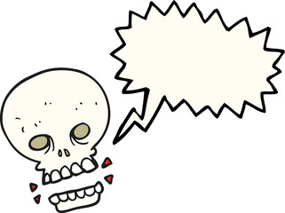 freehand drawn speech bubble cartoon scary skull