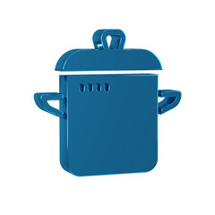 Blue Cooking pot icon isolated on transparent background. Boil or stew food symbol.