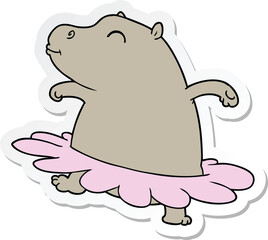 sticker of a cartoon hippo ballerina
