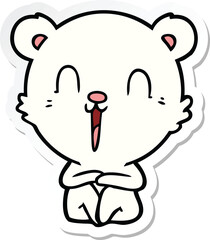 sticker of a happy cartoon polar bear