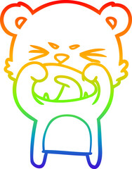 rainbow gradient line drawing of a angry cartoon bear