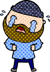 cartoon bearded man crying