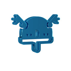 Blue Viking in horned helmet icon isolated on transparent background.