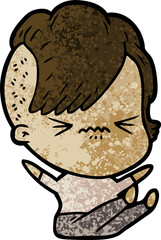 cartoon annoyed hipster girl