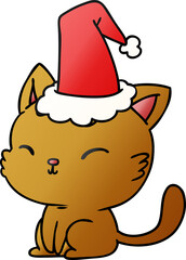 hand drawn christmas gradient cartoon of kawaii cat