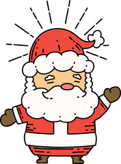 illustration of a traditional tattoo style santa claus christmas character