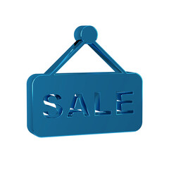 Blue Price tag with an inscription Sale icon isolated on transparent background. Badge for price. Promo tag discount.