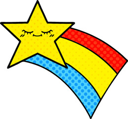 comic book style cartoon of a shooting rainbow star
