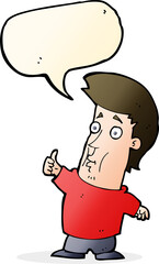 cartoon man giving thumbs up sign with speech bubble