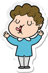 sticker of a cartoon man singing