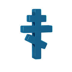 Blue Christian cross icon isolated on transparent background. Church cross.