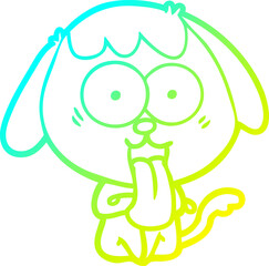 cold gradient line drawing of a cute cartoon dog