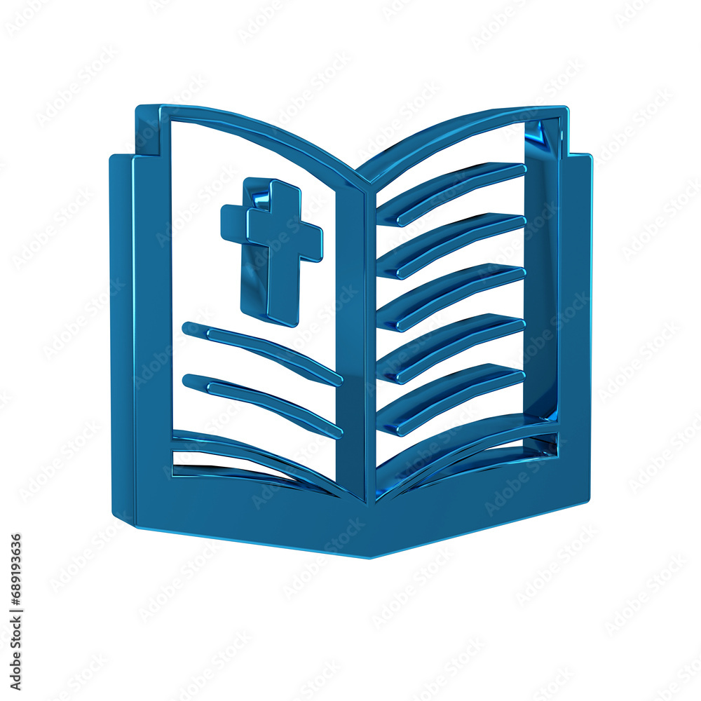 Sticker Blue Holy bible book icon isolated on transparent background.