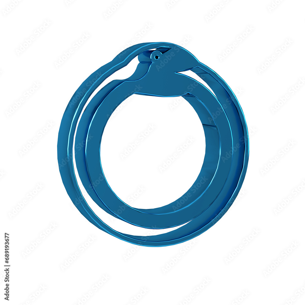 Poster blue magic symbol of ouroboros icon isolated on transparent background. snake biting its own tail. a