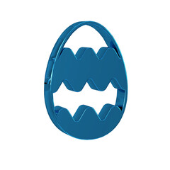 Blue Easter egg icon isolated on transparent background. Happy Easter.
