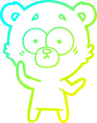 cold gradient line drawing of a surprised bear cartoon