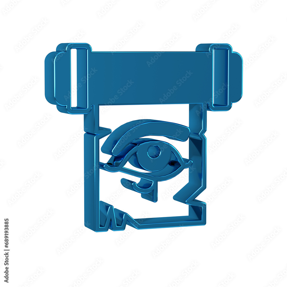 Poster blue eye of horus on papyrus scroll icon isolated on transparent background. parchment paper. ancien