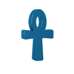 Obraz premium Blue Cross ankh icon isolated on transparent background. Egyptian word for life or symbol of immortality.
