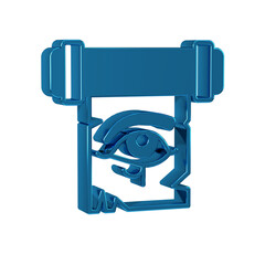 Blue Eye of Horus on papyrus scroll icon isolated on transparent background. Parchment paper....