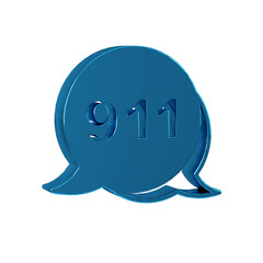 Blue Telephone with emergency call 911 icon isolated on transparent background. Police, ambulance, fire department, call, phone.