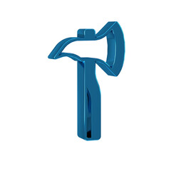 Blue Firefighter axe icon isolated on transparent background. Fire axe.