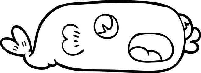 line drawing cartoon of a fish