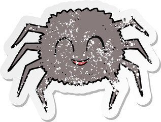 retro distressed sticker of a cartoon spider