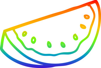 rainbow gradient line drawing of a cartoon watermelon
