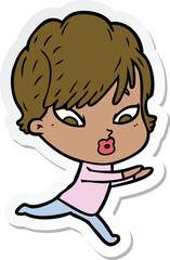 sticker of a cartoon woman