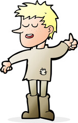 cartoon poor boy with positive attitude