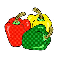 freehand drawn comic book style cartoon peppers