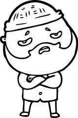 Obraz premium cartoon worried man with beard