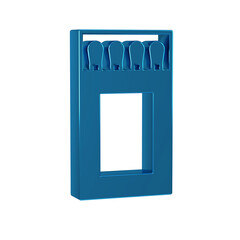 Blue Open matchbox and matches icon isolated on transparent background.