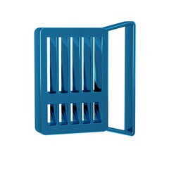 Blue Cigarette case icon isolated on transparent background. Tobacco sign. Smoking symbol.