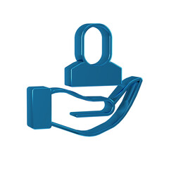 Blue Worker icon isolated on transparent background. Business avatar symbol user profile icon. Male...