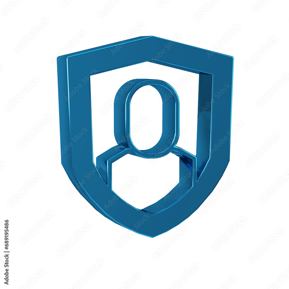 Poster blue user protection icon isolated on transparent background. secure user login, password protected,