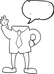 freehand drawn speech bubble cartoon headless businessman