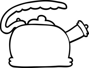 line drawing cartoon whistling kettle