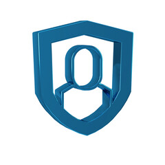 Blue User protection icon isolated on transparent background. Secure user login, password...