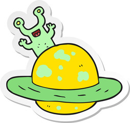 sticker of a cartoon alien planet