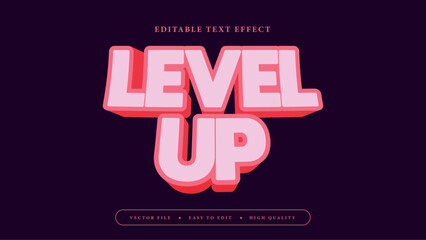 Editable text effect. Level up pink text.
