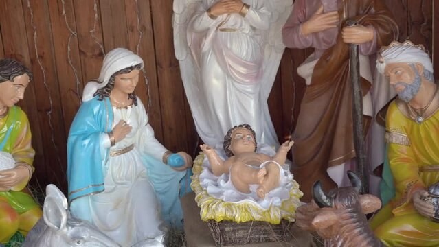 Nativity scene of Jesus Christ, celebration of Christmas, belief in the birth of the Savior among Catholics