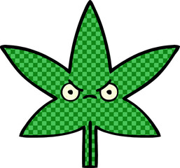 comic book style cartoon of a marijuana leaf