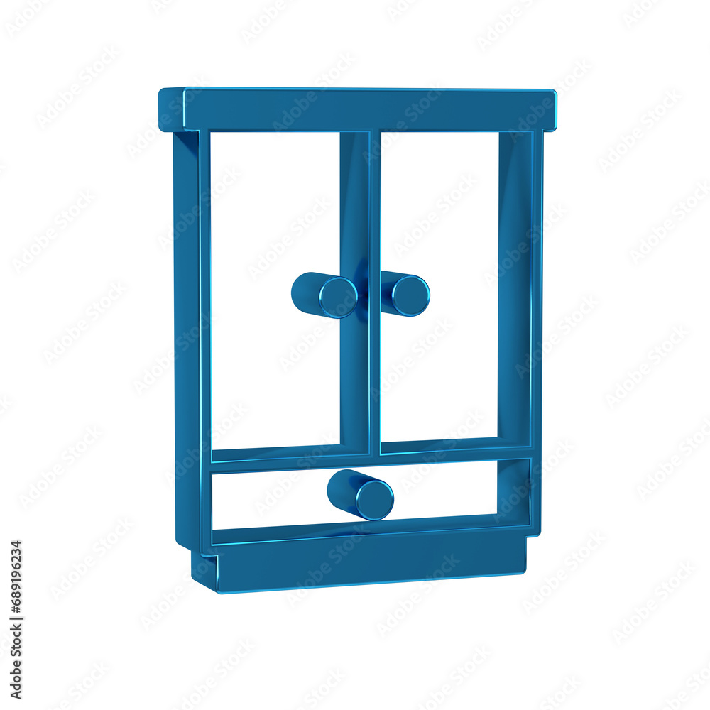 Sticker blue wardrobe icon isolated on transparent background. cupboard sign.