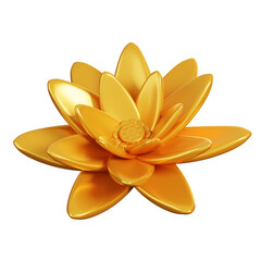 Cartoon golden lotus. Chinese new year elements icon. 3D rendering