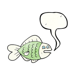 freehand speech bubble textured cartoon funny fish