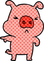 cartoon angry pig pointing