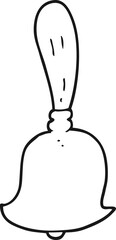 freehand drawn black and white cartoon hand bell