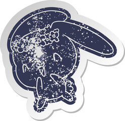 distressed old cartoon sticker kawaii cute furry bunny
