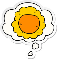 cartoon flower with thought bubble as a printed sticker